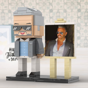 Full Body Customizable 1 Person Cool Daddy In Grey Suit With Sunglasses Custom Brick with Frame Figures Small Particle Block Toy Brick Me Figures For Father's Day - MadeMineUK