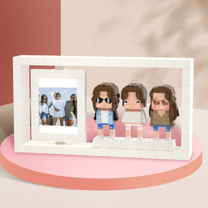 Gifts for Girlfriends Full Body Customizable 3 People Custom Brick Figures Photo Frame Small Particle Block - MadeMineUK