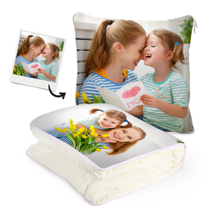 Custom Mother and Daughter Photo Quillow - Multifunctional Throw Pillow and Quilt 2 in 1 - 47.25"x55.10"