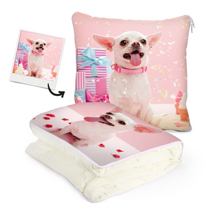 Custom Pet Photo Quillow - Multifunctional Throw Pillow and Quilt 2 in 1 - 47.25"x55.10"