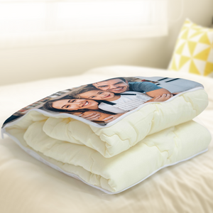 Custom Family Photo Quillow - Multifunctional Throw Pillow and Quilt 2 in 1 - 47.25"x55.10"