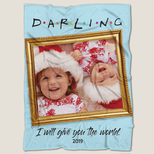 Darling Cute Baby Personalised Fleece Photo Blanket with Text