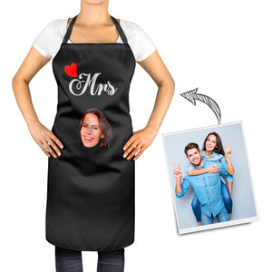 Custom Kitchen Cooking Apron with Photo of You and Your Love Respectively Pack of 2
