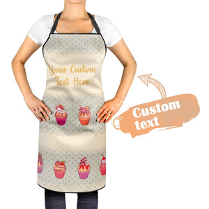 Custom Kitchen Cooking Apron with Your Text and Cupcake