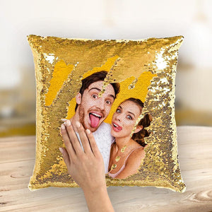 Custom Love Couple Photo Magic Sequins Pillow Multicolor Shiny 15.75''*15.75''