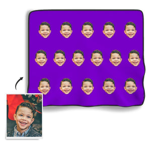 Face Colorful Personalised Fleece Photo Blanket