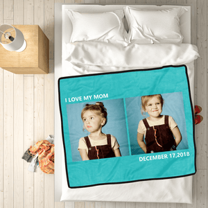 Personalised Kids Fleece Photo Blanket with 2 Photos