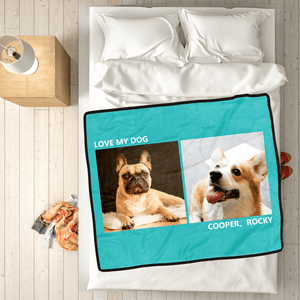 Personalised Pets Fleece Photo Blanket with 2 Photos
