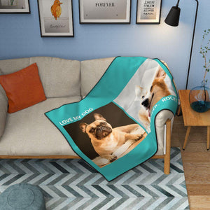 Personalised Pets Fleece Photo Blanket with 2 Photos