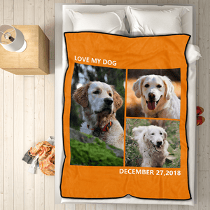 Personalised Pets Fleece Photo Blanket with 3 Photos