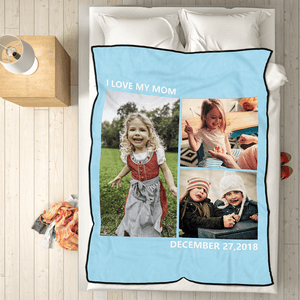 Personalised Kids 40x50 Fleece Photo Blanket with 3 Photos