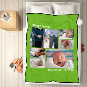Family Love Personalised Fleece Photo Blanket with 6 Photos