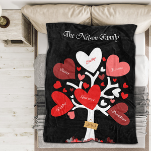 Personalised custom Name Blanket Leaves of Love Family Tree