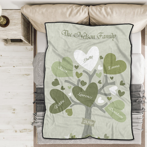 Personalised custom Name Blanket Leaves of Love Family Tree