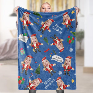 Christmas Santa Photo Face Fleece Blanket