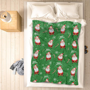 Merry Christmas Santa Photo Face Fleece Blanket