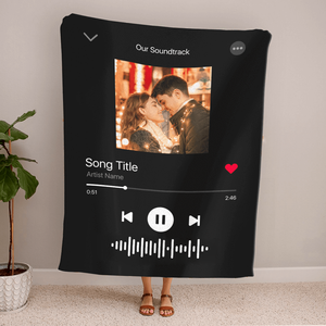 Personalised Photo Music Code Custom Fleece Blanket