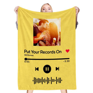 Personalised Photo Music Code Custom Fleece Blanket