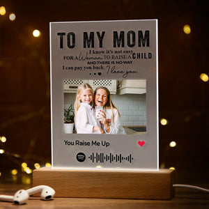 Personalised Photo Engraved Text Acrylic Plaque Night Lamp  Best Mom Ever