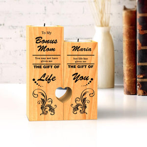 To My Mom Custom Wooden Candleholders Heart Shaped Tea Light Holder Mother's Day Gift