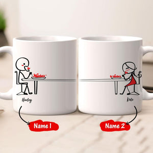 Personalised Name Couple Mug Set - Loving breakfast time