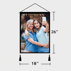 Custom Mother and Daughter Photo Tapestry - Wall Decor Hanging Fabric Painting Hanger Frame Poster