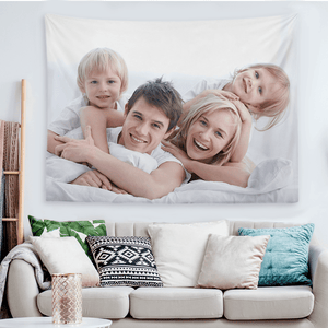 Custom Family Photo Tapestry Short Plush Wall Decor Hanging Painting