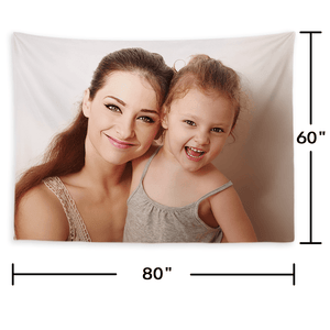 Custom Mother and Daughter Photo Tapestry Short Plush Wall Decor Hanging Painting