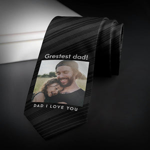 Personalised Photo Necktie Greatest Dad Black Gifts for Dad