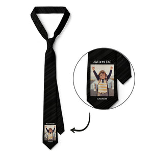 Custom Photo Necktie Awesome Dad Gifts for Father Black