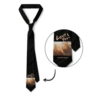 Custom Photo Necktie Love You Gifts for Him Black