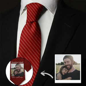 Personalised Photo Necktie Greatest Dad Wine Red Tie Gifts for Dad