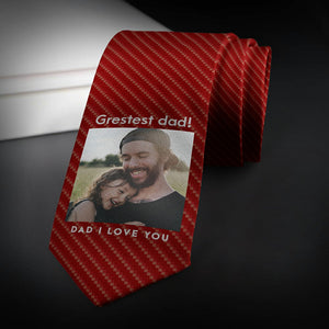 Personalised Photo Necktie Greatest Dad Wine Red Tie Gifts for Dad