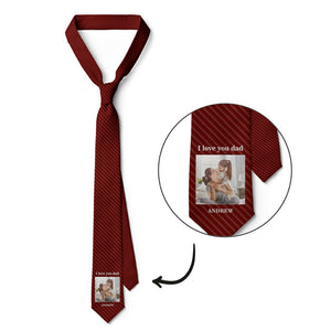 Custom Photo Necktie Unique Gifts for Father Wine Red Tie
