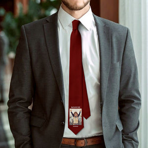Custom Photo Necktie Awesome Dad Gifts for Father Wine Red Tie