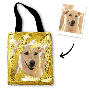 Personalised Sequins Tote Bag with Photo of Your Pet