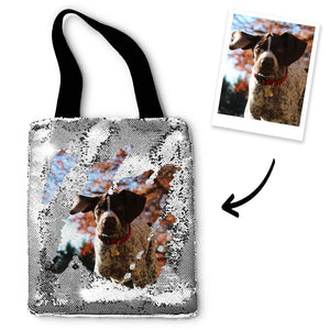 Personalised Sequins Tote Bag with Photo of Your Pet