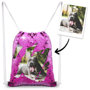 Custom Pet Photo Sequin Backpack