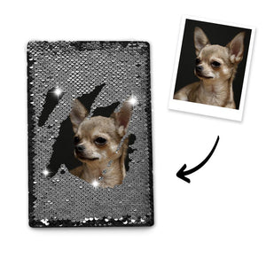 Personalised Sequins Notebook with Photo of Your Pet