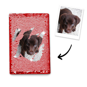 Custom Pet Photo Sequin Notebook