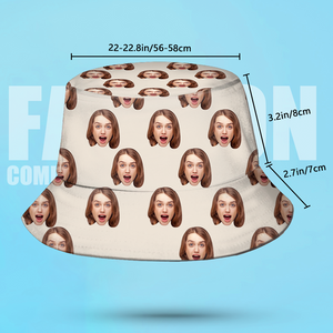 Custom Bucket Hat Unisex Face Bucket Hat Personalize Wide Brim Outdoor Summer Cap Hiking Beach Sports Hats Gift for Lover