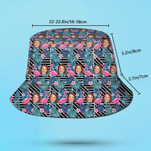 Custom Bucket Hat Unisex Face Bucket Hat Personalize Wide Brim Outdoor Summer Cap Hiking Beach Sports Hats Gift for Lover - Flamingo