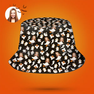 Halloween Gift Custom Bucket Hat Personalised Photo Hat - Ghost