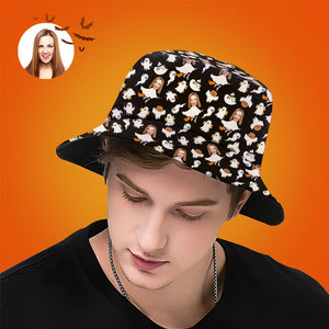 Halloween Gift Custom Bucket Hat Personalised Photo Hat - Ghost
