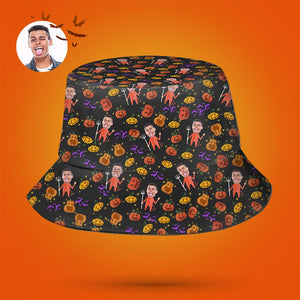 Halloween Gift Custom Bucket Hat Personalised Photo Hat - Pumpkin