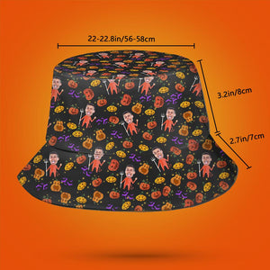Halloween Gift Custom Bucket Hat Personalised Photo Hat - Pumpkin