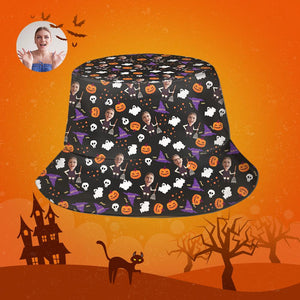 Halloween Gift Custom Bucket Hat Personalised Photo Hat - Witch