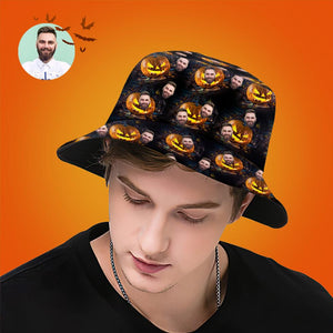 Halloween Gift Custom Bucket Hat Personalised Photo Hat - Scary Pumpkin