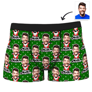 Men's Christmas Gifts Customized Santa Claus Face Boxer Shorts