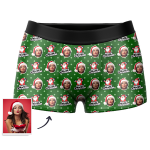 Men's Christmas Hat Customized Santa Claus Face Boxer Shorts
